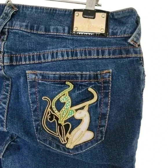 Baby Phat Jeans Women's 13 Vintage Y2K Straight Leg Dark Wash Mid-Rise Bedazzled - Picture 6 of 14